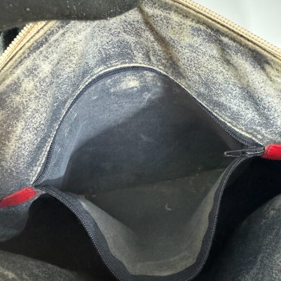 Authentic Vintage Gucci Off-White Leather w/ Red Leather Trims Message Bag - Picture 11 of 15